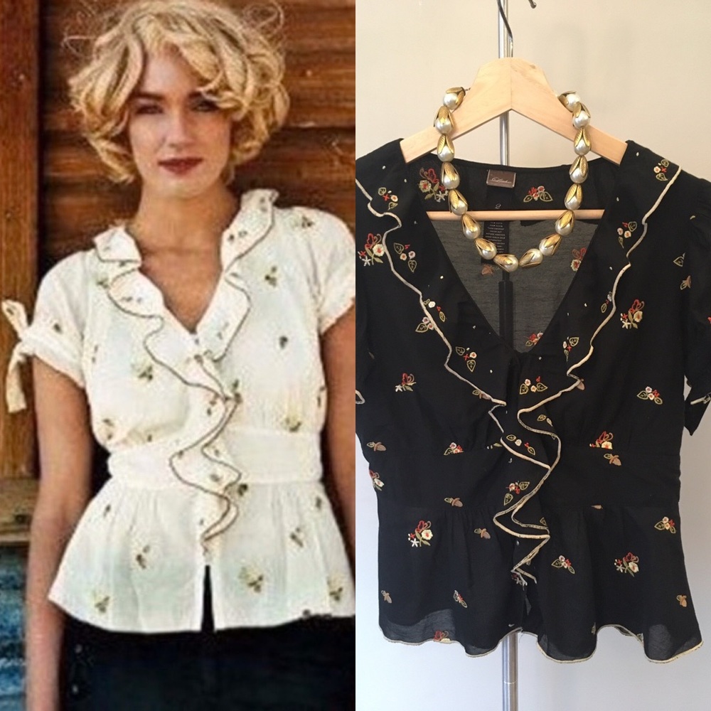 Anthropologie Lithe Ruffled Acorn Blouse